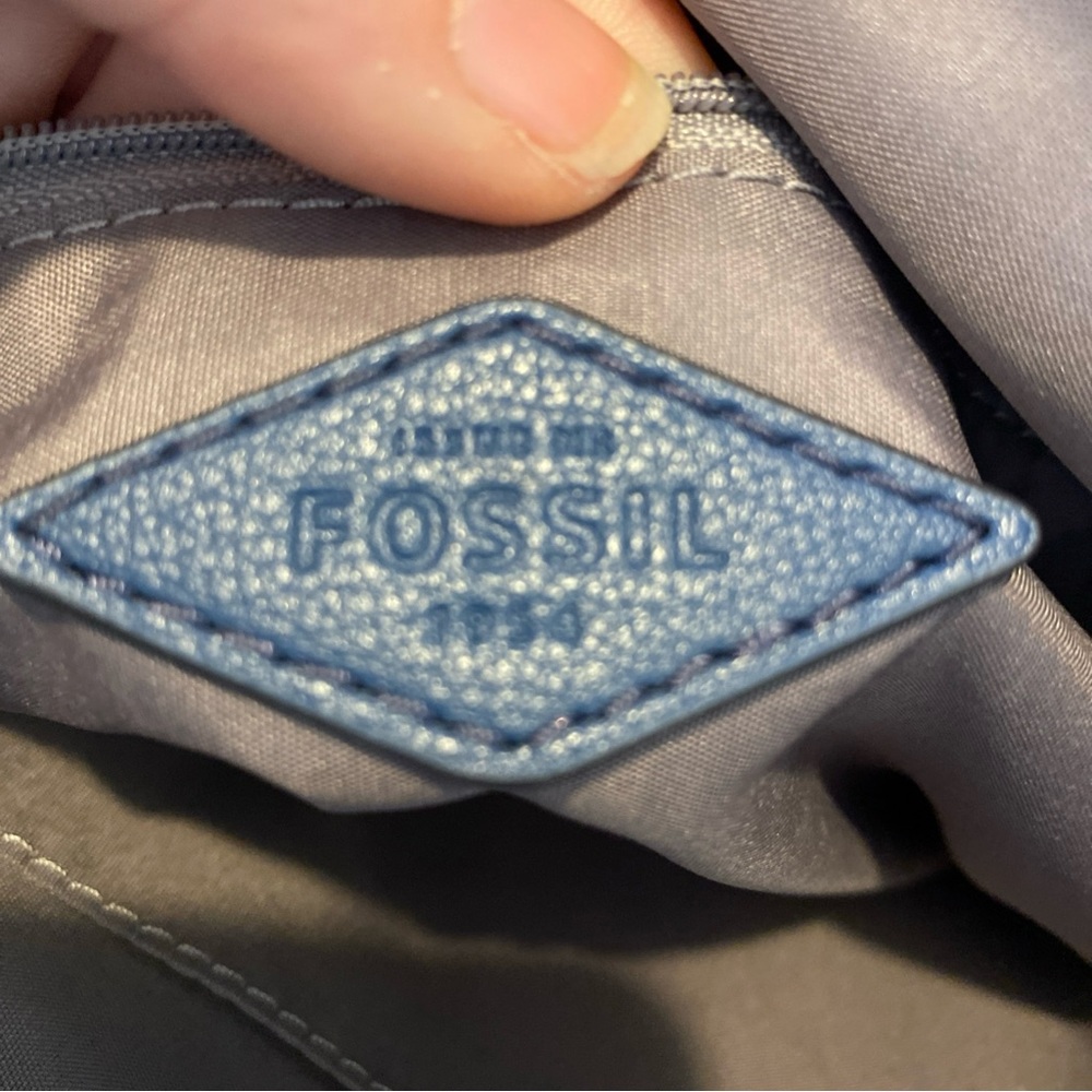 Fossil Elina Rich Blue Leather Convertible Backpack Back Inner Lining Dirty - Picture 11 of 15